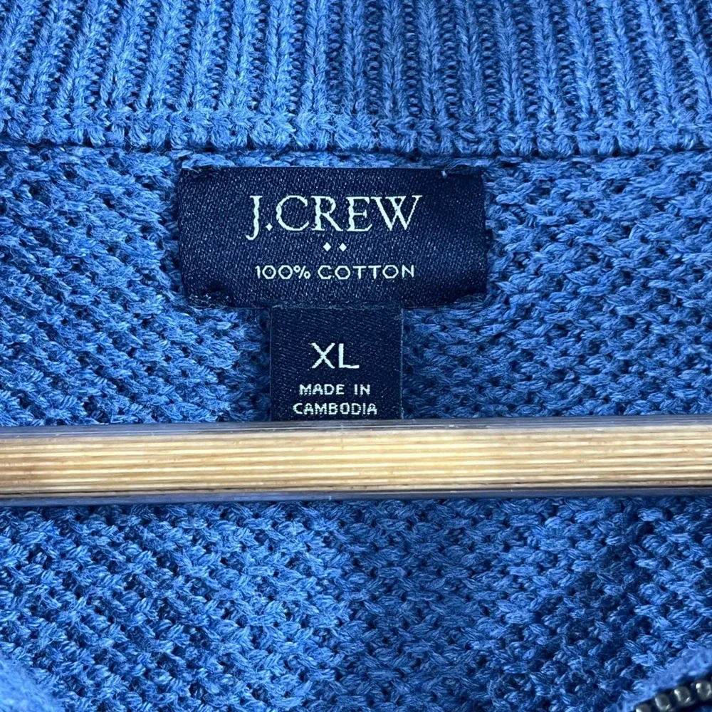 J.Crew Preppy Coastal Nautical Beachy Waffle Knit 1/4 Zip Sweater‎ Mens XL